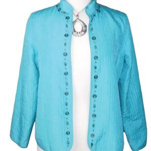 NWT Alfred Dunner Quilted Turquoise Embellished Jacket